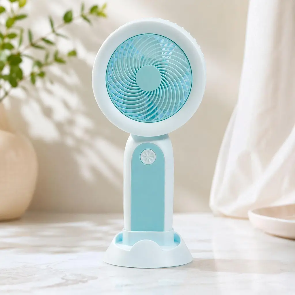 Вентилятор Handheld Fan на акумуляторі з підсвіткою, блакитний, портативний вентилятор із підсвіткою для телефона - фото 4