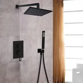 Верхній душ Paffoni Syncro Quadro 300x300xh8 мм із тримачем 400 мм black matt ZSOF078NO + ZSOF063NO, Чорний матовий - фото 11
