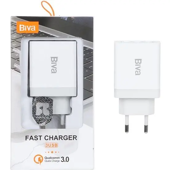 Зарядний пристрій BIVA HC-13 30W 3USB Wall Charger White - фото 2