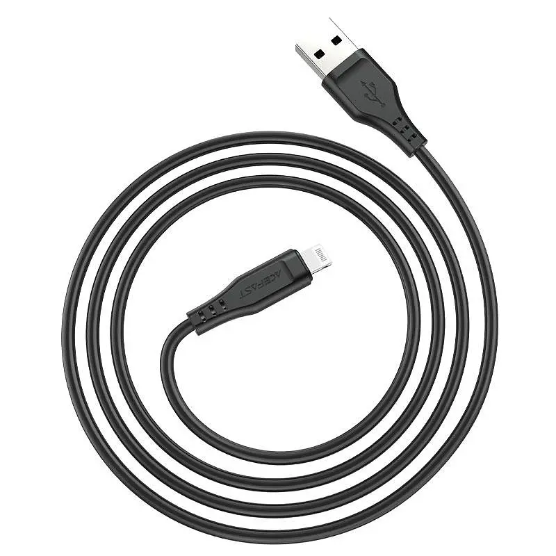 Кабель Acefast C3-02 USB to iP 2.4A 1.2 м TPE TPE connectors черный - фото 3