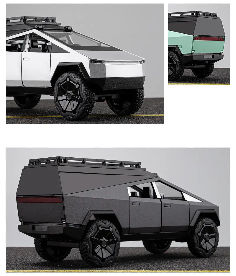 Колекційна металева модель електричного пікапа АвтоЕксперт Tesla Cybertruck Camping з інерцією, світлом та звуком 1:24 - фото 6