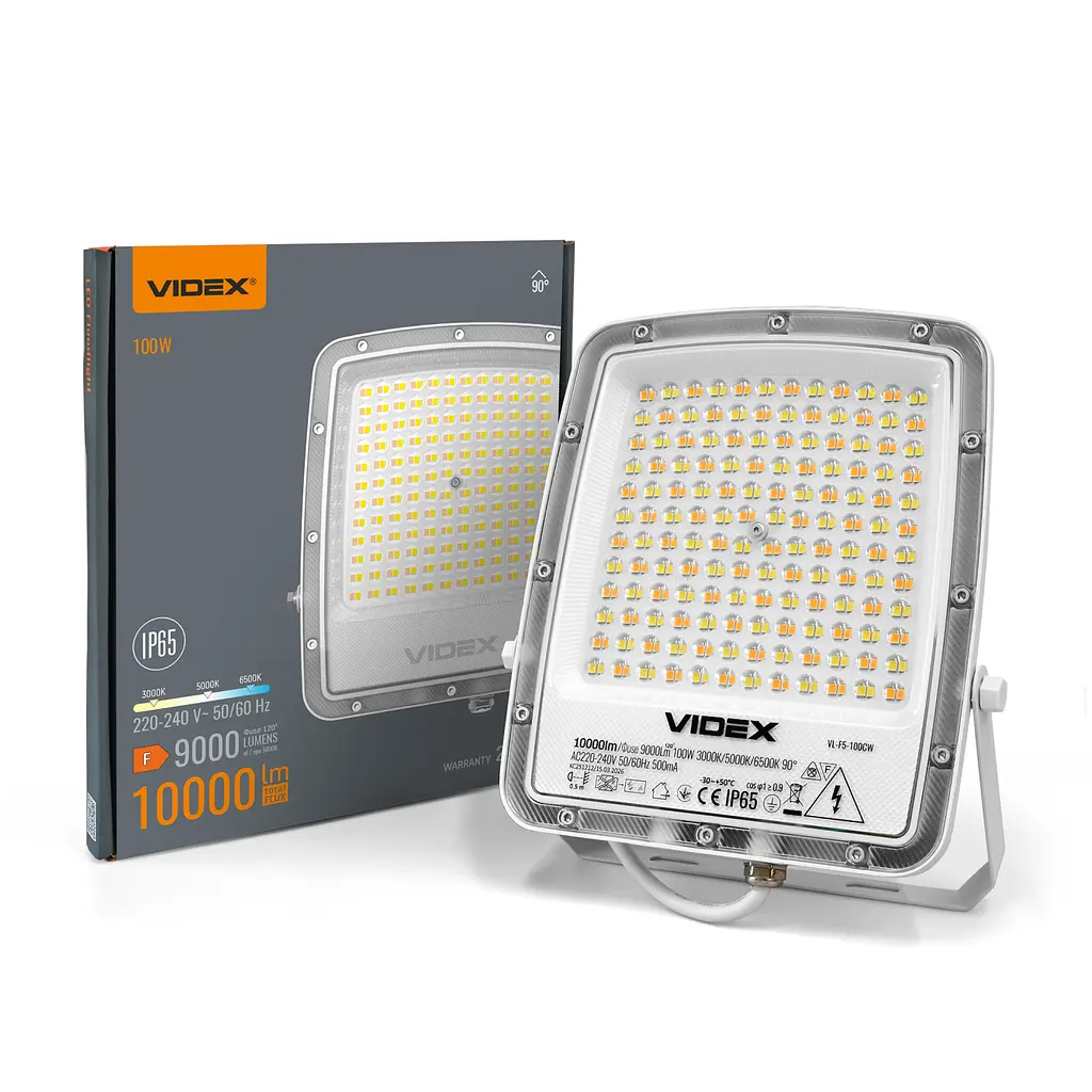 LED прожектор Videx F5 100 Вт 3000-5000-6500 K 230 В білий (VL-F5-100CW)