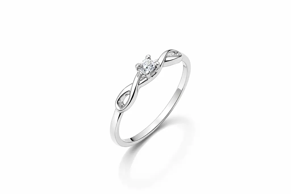 Каблучка з білого золота з витонченим діамантом К-0689 18.5 - фото 2