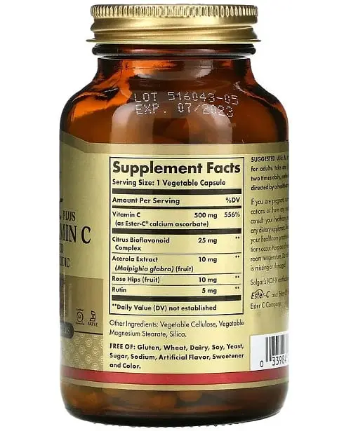 Витамин С Ester-C Plus Vitamin C 500 mg 50 капсул Solgar vit0006269 - фото 2