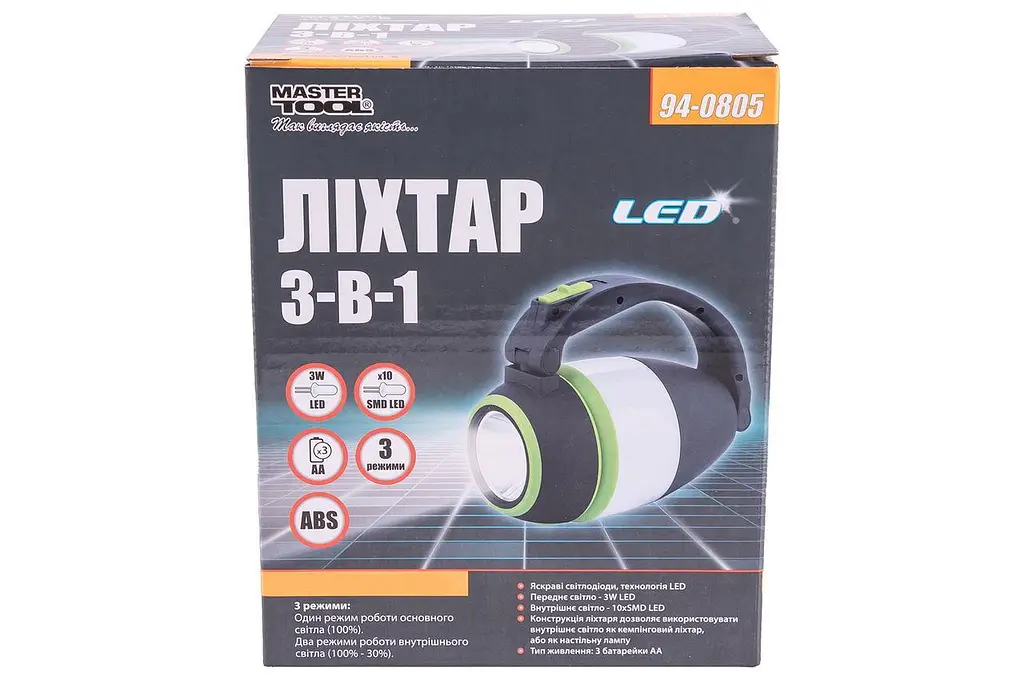 Фонарь ручной кемпинговый на батарейках Mastertool 94-0805 11LED x 3 Вт (1COB) x 3 режима - фото 6