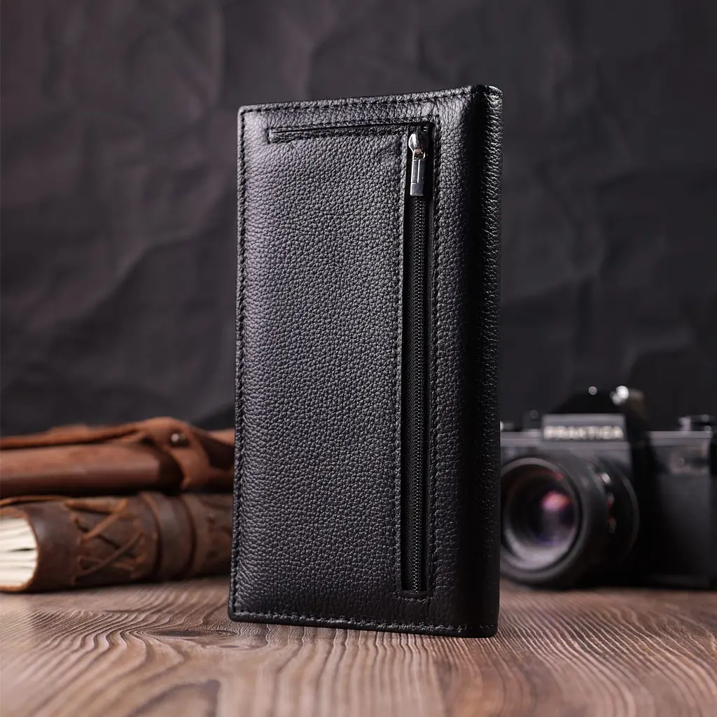 Жіночий вертикальний гаманець на магнітах із натуральної шкіри ST Leather 22538 чорний - фото 8