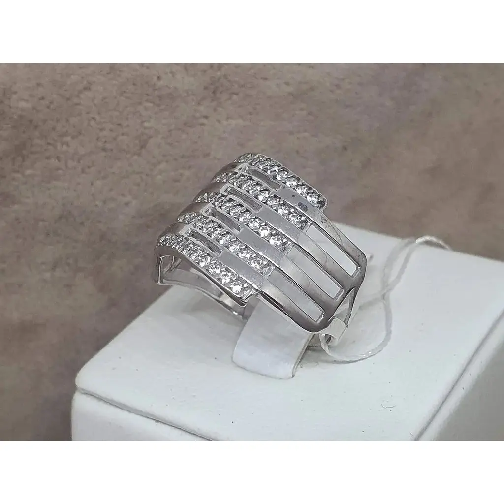 Срібне кільце Імперія золота з фіанітами. КВ714С 18,5 - фото 4