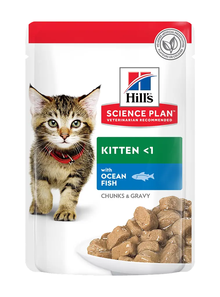 Вологий корм Hill's SP Kitten для котят та кишок у період вагітності та лактації, з куркою та з океанічною рибою, пауч, 85 г х 12 шт. - фото 3