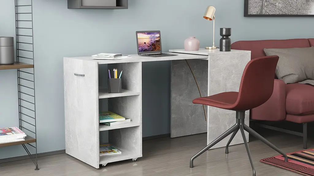 Стол-тумба трансформер Смарт 1/2 Ferrum-decor 750x1450x600 ДСП Бетон 16 мм (FRD-105080) - фото 10