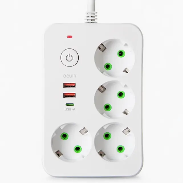 Мережевий фільтр-подовжувач 4 розетки 2xUSB-A 1xUSB-C 5м білий подовжувач електричний живлення зарядка Yiwu HP-5-47 - фото 2