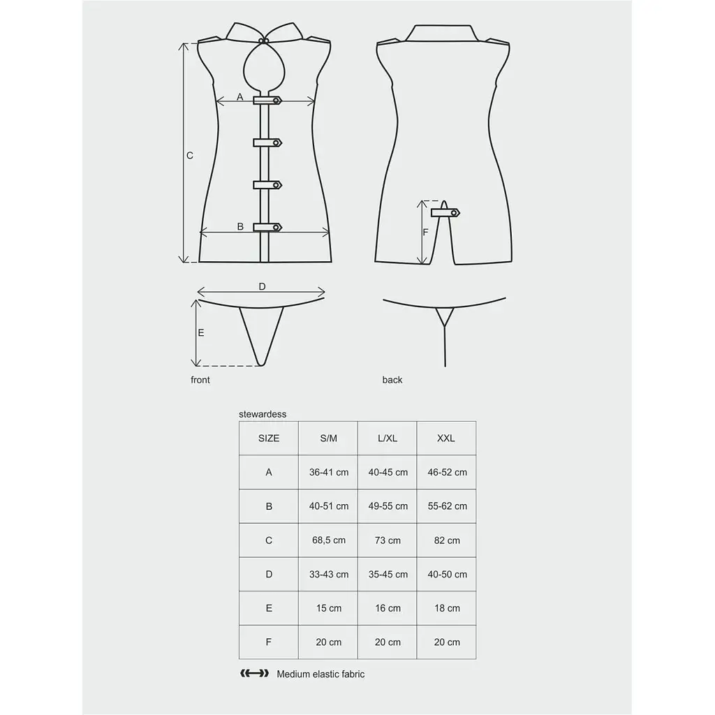 Еротичний костюм стюардеси Obsessive Stewardess 3 pcs costume grey S/M, сірий - фото 7