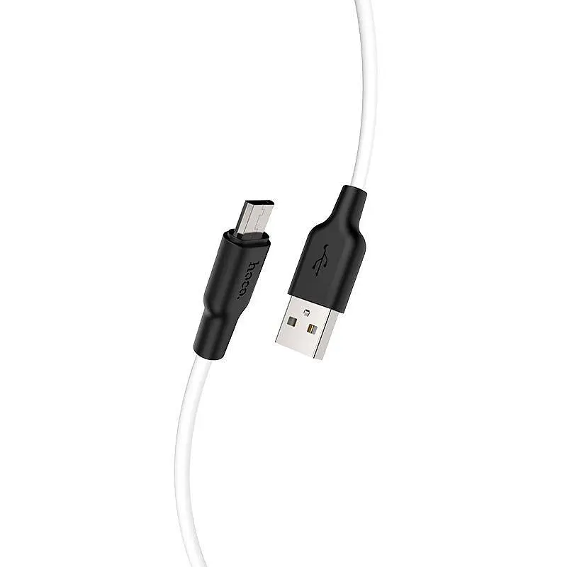 USB Cable Hoco X21 Silicone MicroUSB Black/White 1m - фото 2