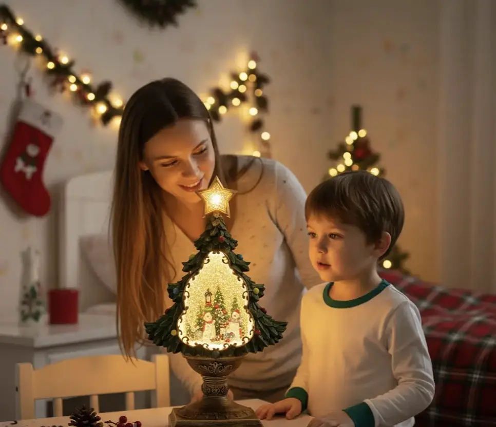Святковий LED-світильник XHF-8002 з ефектом падаючого снігу та музикою ∙ Новорічний сніжний світильник-декор Ялинка XHF-8002 - фото 3