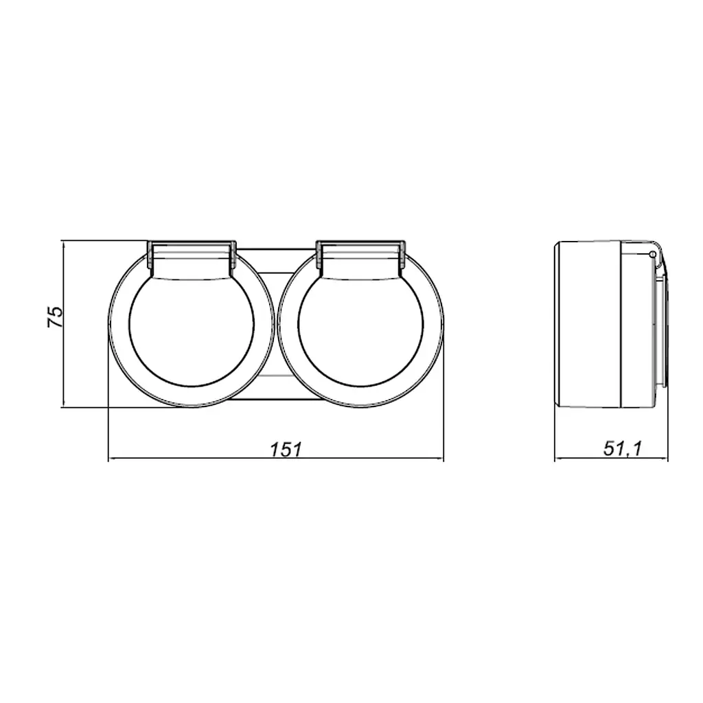 Розетка подвійна Ovivo Electric xOne з заземленням та кришкою антрацит - фото 4