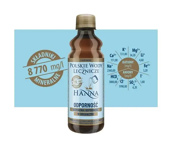 Hanna, Вода Імунітет, мінеральна лікувальна 0,33 л газована, (Ханна), Польські мінеральні води - фото 3