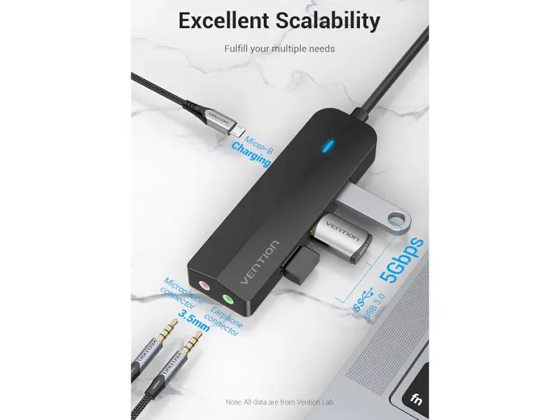 Док-станція для ноутбука Vention Hub USB 3.1 Type-C Black (TGQBB) - фото 9