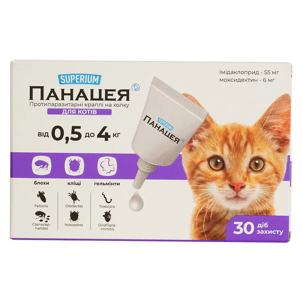 Противопаразитарные капли Superium Панацея на холку для кошек 0.5-4 кг - фото 3