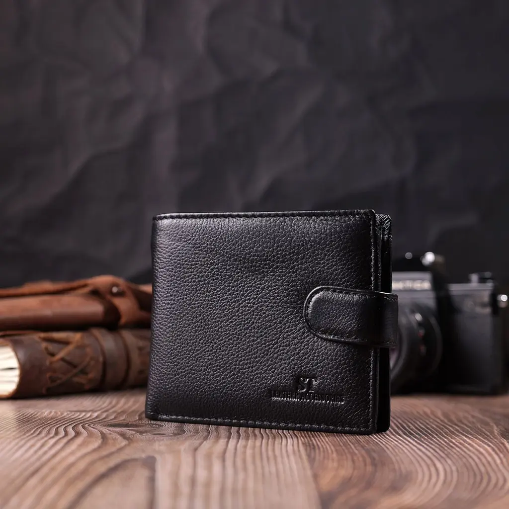 Горизонтальне портмоне для чоловіків із натуральної шкіри ST Leather 22459 чорний - фото 9