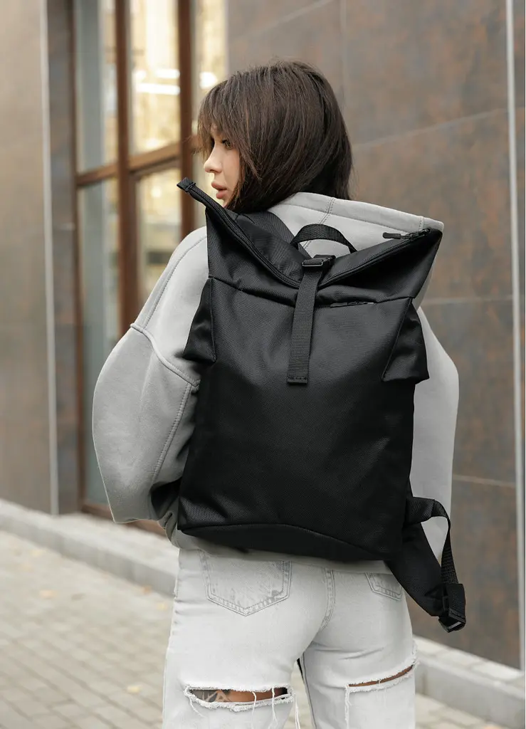 Женский рюкзак Sambag RollTop KZN черный 41 х 27 х 18 см (24300065) - фото 3