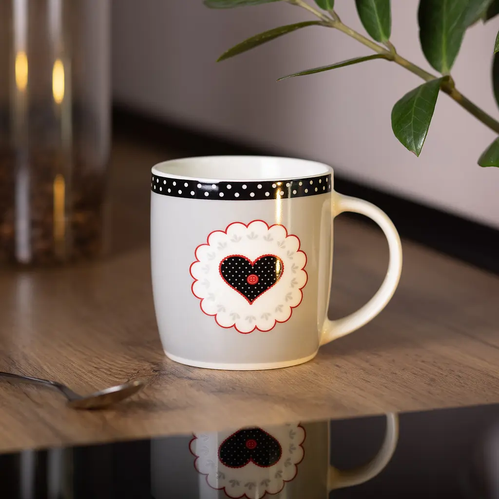 Чашка порцелянова I love you 400 мл, сірий з чорим Liling Rongxiang Ceramic RX-N240147G - фото 4