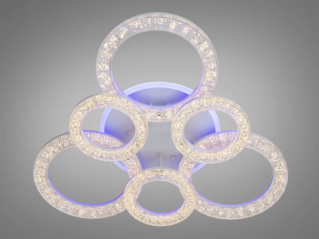 Люстра стельова LED Diasha 2203/3+3WH, 110W, 3200K-6500K, білий метал, акрил, сучасний стиль для дому - фото 2