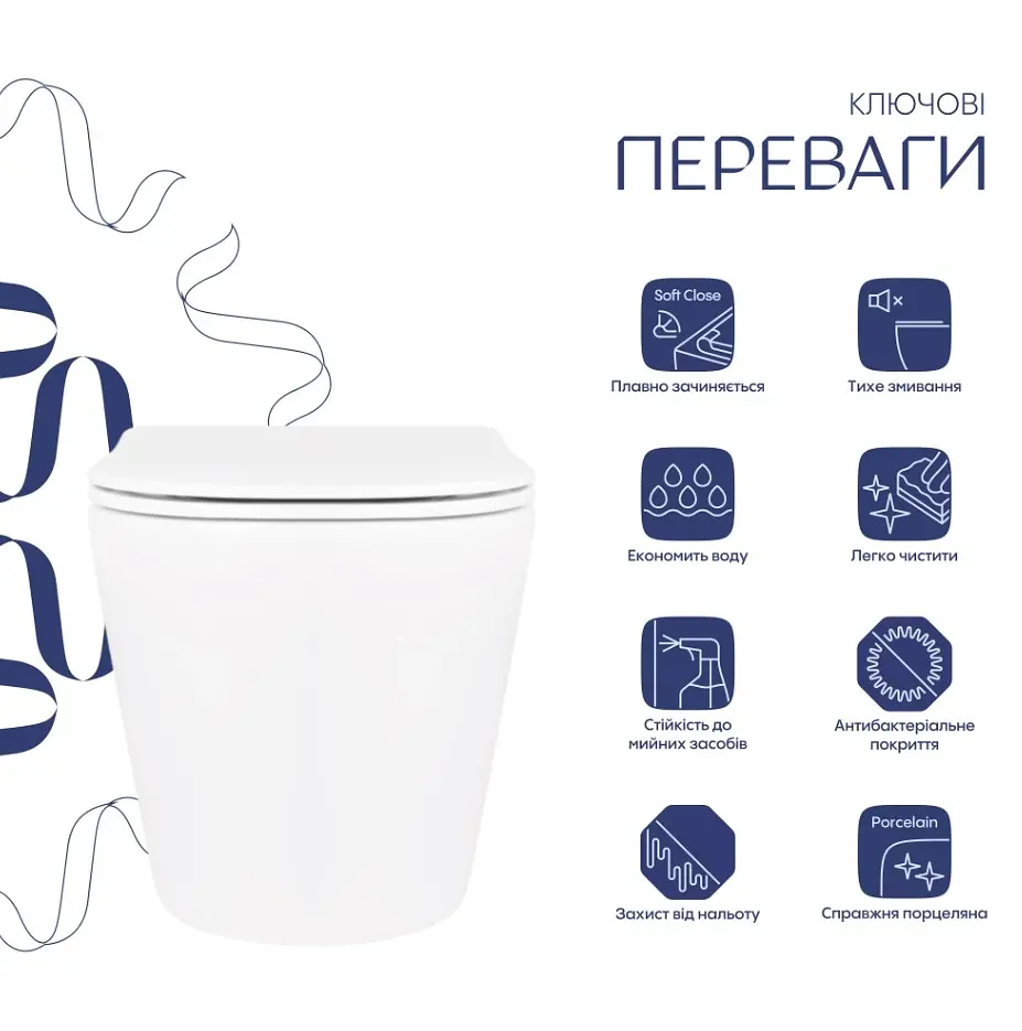 Унітаз підвісний Qtap Scorpio Ultra Quiet, з сидінням Slim Duroplast/ Soft-close/ Quick relase QT14332380ASW - фото 2