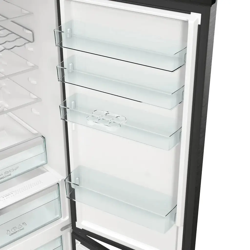 Холодильник Gorenje з нижн. мороз. камерою, 203х66х60см, 2 двері, 257(121)л, А+, Total NF, Зона св-ті, Інвертор, Зовн. Дисп, Wi-Fi, чорний - фото 6