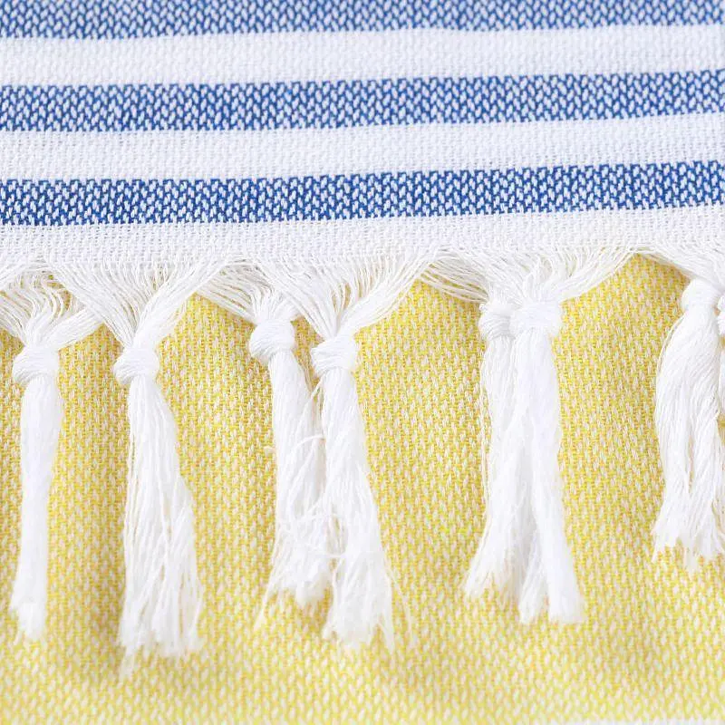 Рушник пештемаль Lovely Svi бавовняний, пляжний, хамам, spa - XХL 100x180 см Yellow/Blue Stripes (8032025) - фото 5