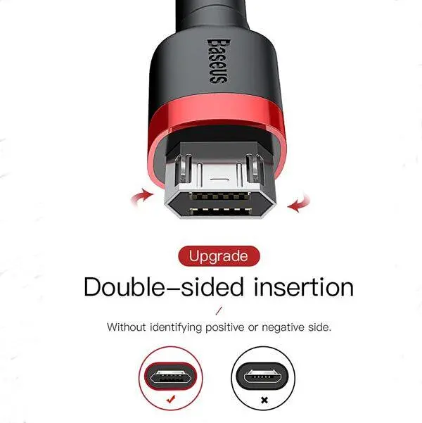 Кабель Baseus Cafule microUSB USB 2.4 A 1m CAMKLF-B91 чорно-червоний - фото 4