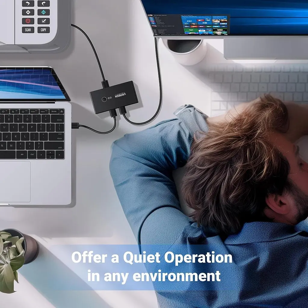 Комутатор UGREEN US216 2 In 4 Out USB 2.0 Switch Box 1.5 м Black (30767) - фото 7