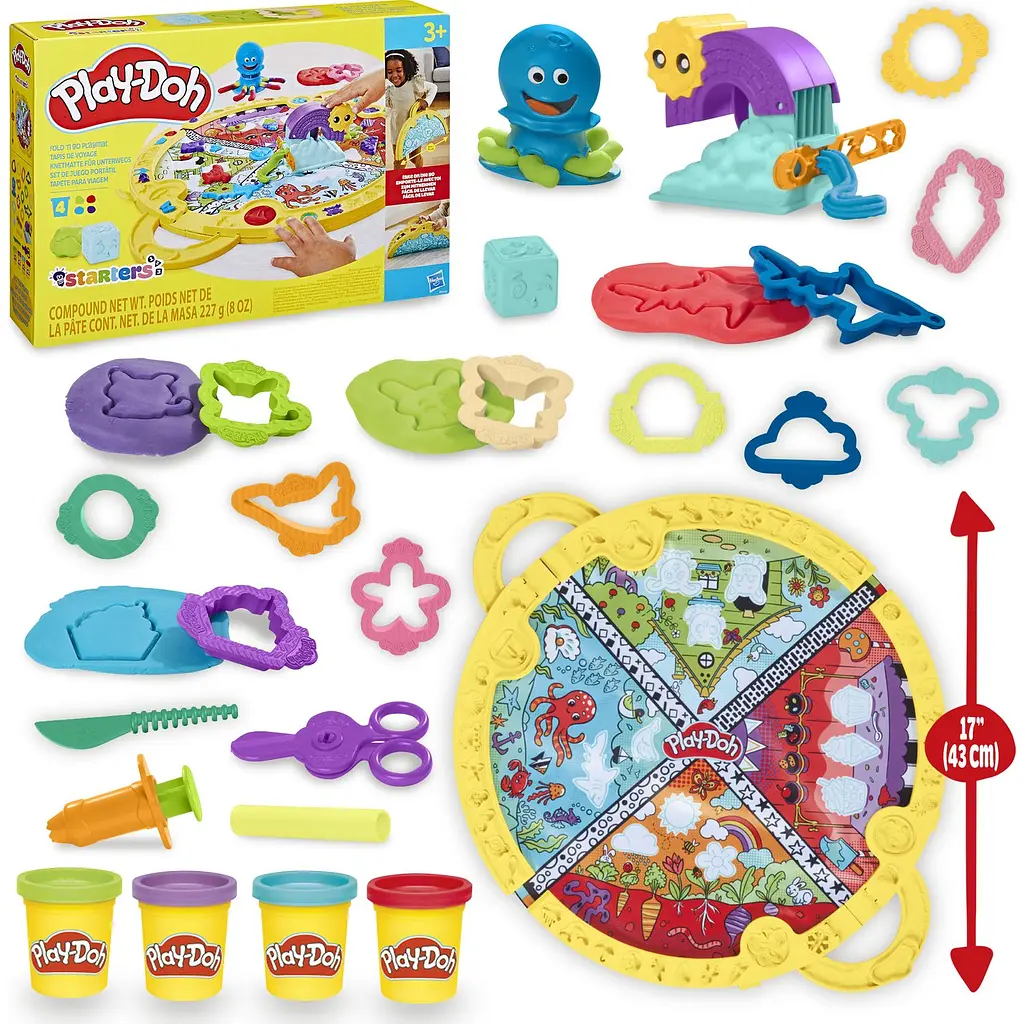 Набір для творчості з пластиліном Play-Doh Fold & Go Playmat Starter Set зі складним килимком для зберігання, (F9143) - фото 6