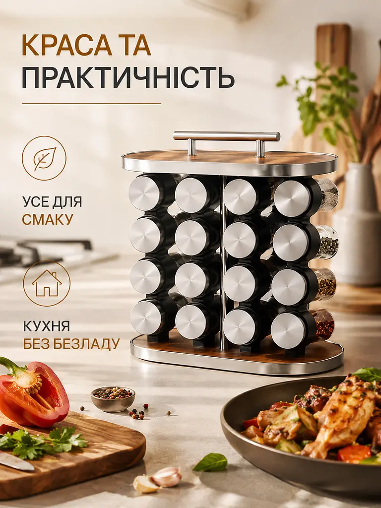 Карусель для спецій на 16 баночок з підставкою (49676053) - фото 7