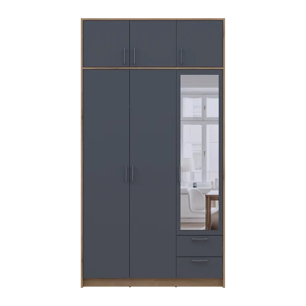 Шафа для одягу Doros Ронді з антроселей і дзеркалом Дуб Артизан/Графіт 3ДСП 121х52х236 (80737820) - фото 4