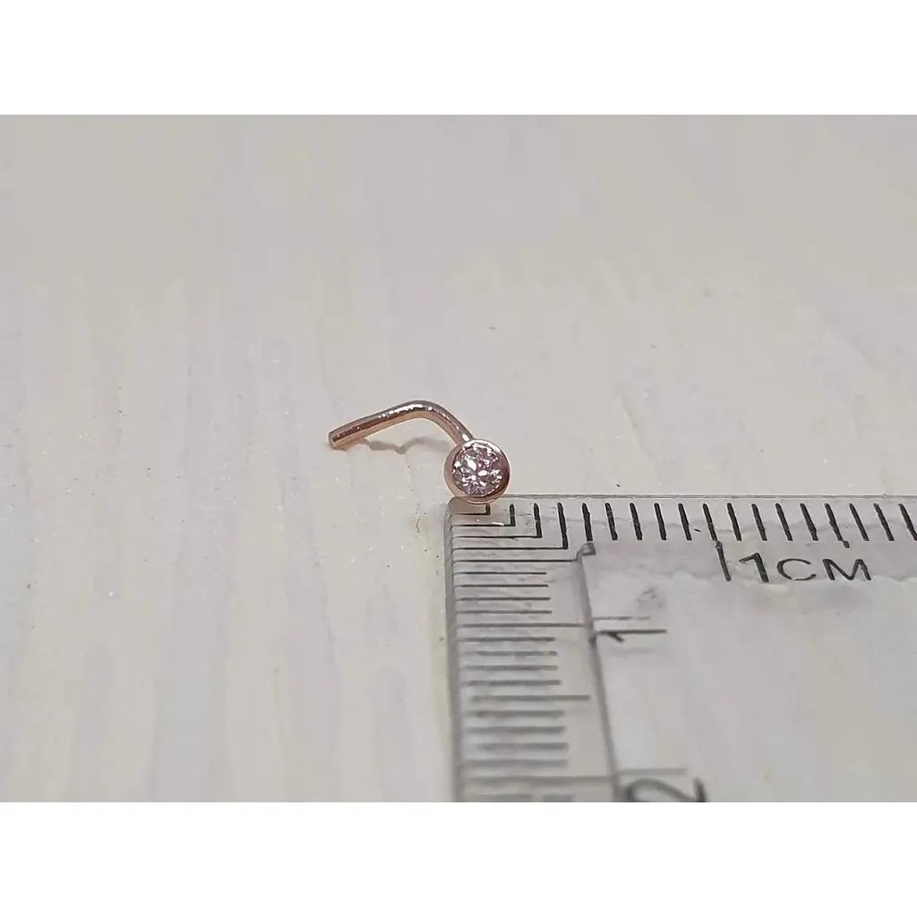 Золотая серьга-пирсинг Астор в нос с фианитом. 2182526 - фото 3