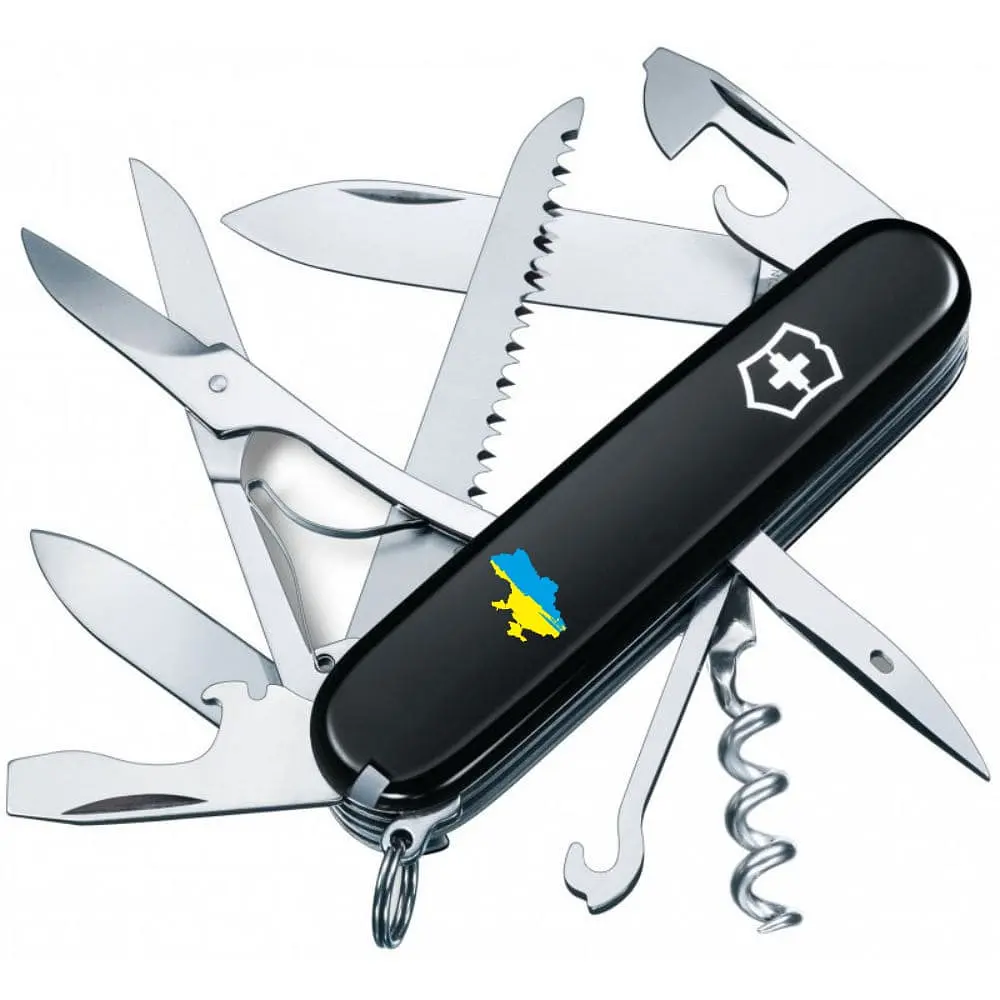 Ніж Victorinox Huntsman Ukraine 91мм 15функ чорн Мапа України син-жовт. - фото 5
