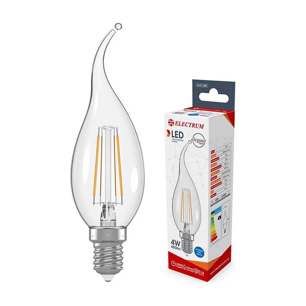 Лампочка Electrum C37 4W GL LC- 4F Е14 4000K (A-LC-1368)