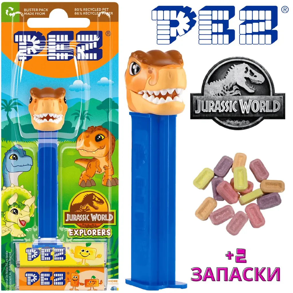 Диспенсер із цукерками Pez Jurassic World T-Rex 17г - фото 2