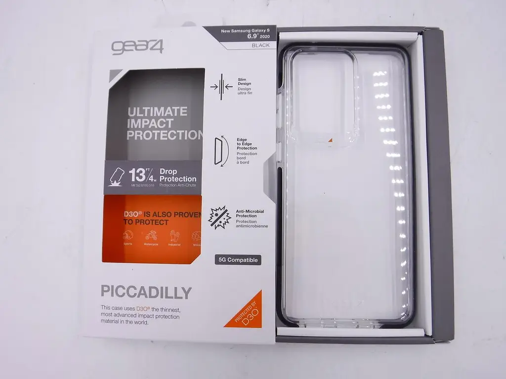 Протиударний прозорий чохол GEAR4 Piccadilly D3O з антимікробним покриттям для Samsung Galaxy S20 Ultra (6.9") Black + Transparent - фото 5