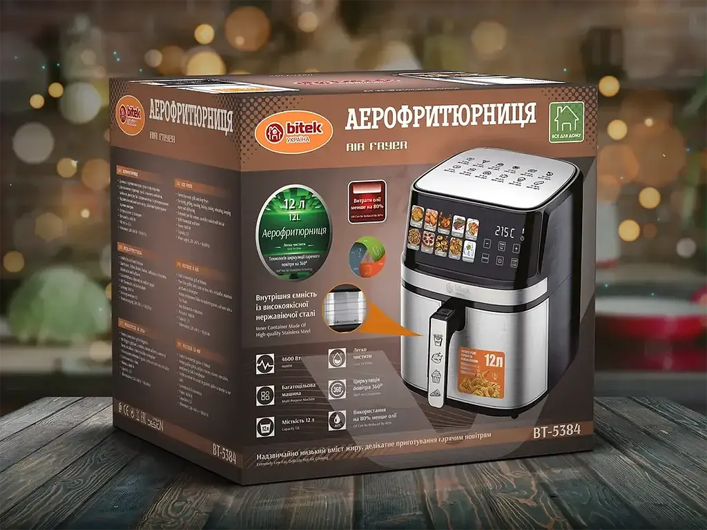 Аерофритюрниця BITEK BT-5384, 4600 Вт, 12 л - фото 3