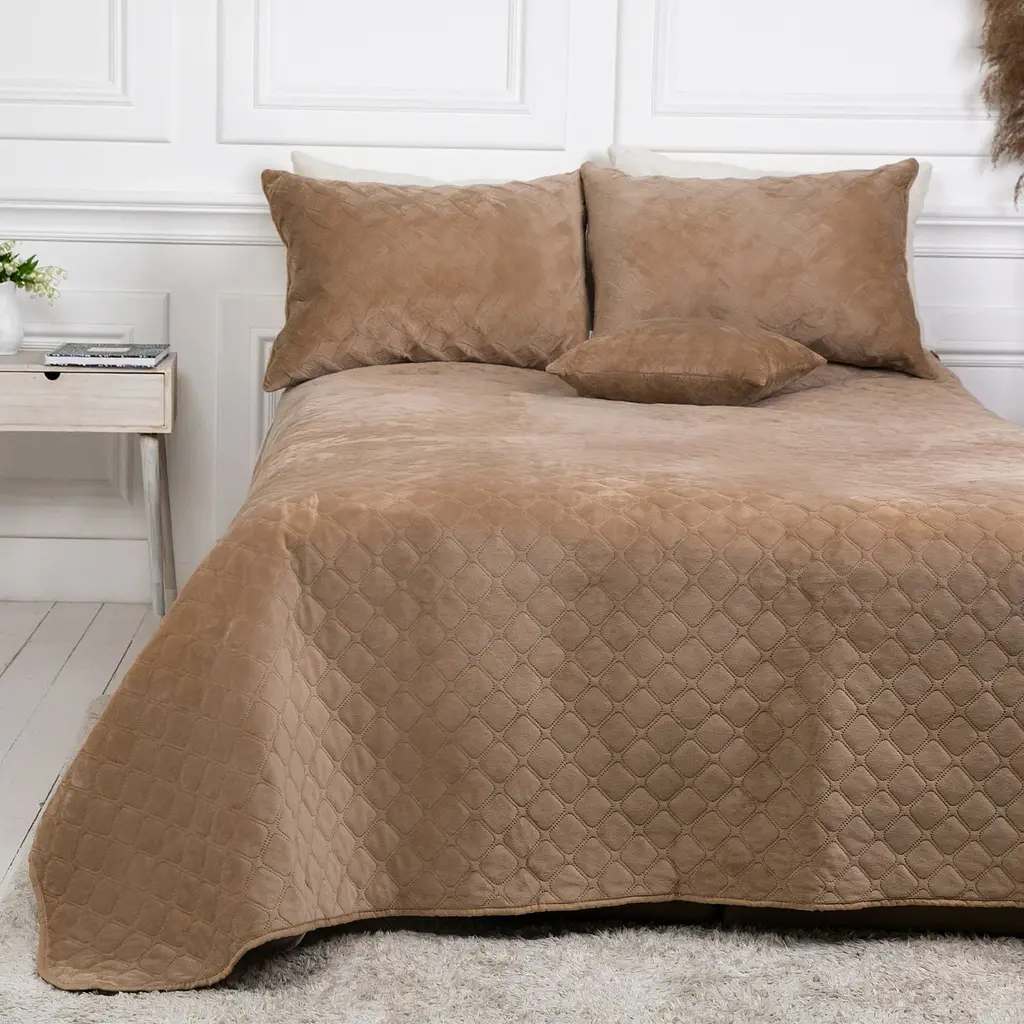 Покривало ТЕП Velour ромб круглий 210х150 см золотий беж (4-00515_22470) - фото 3