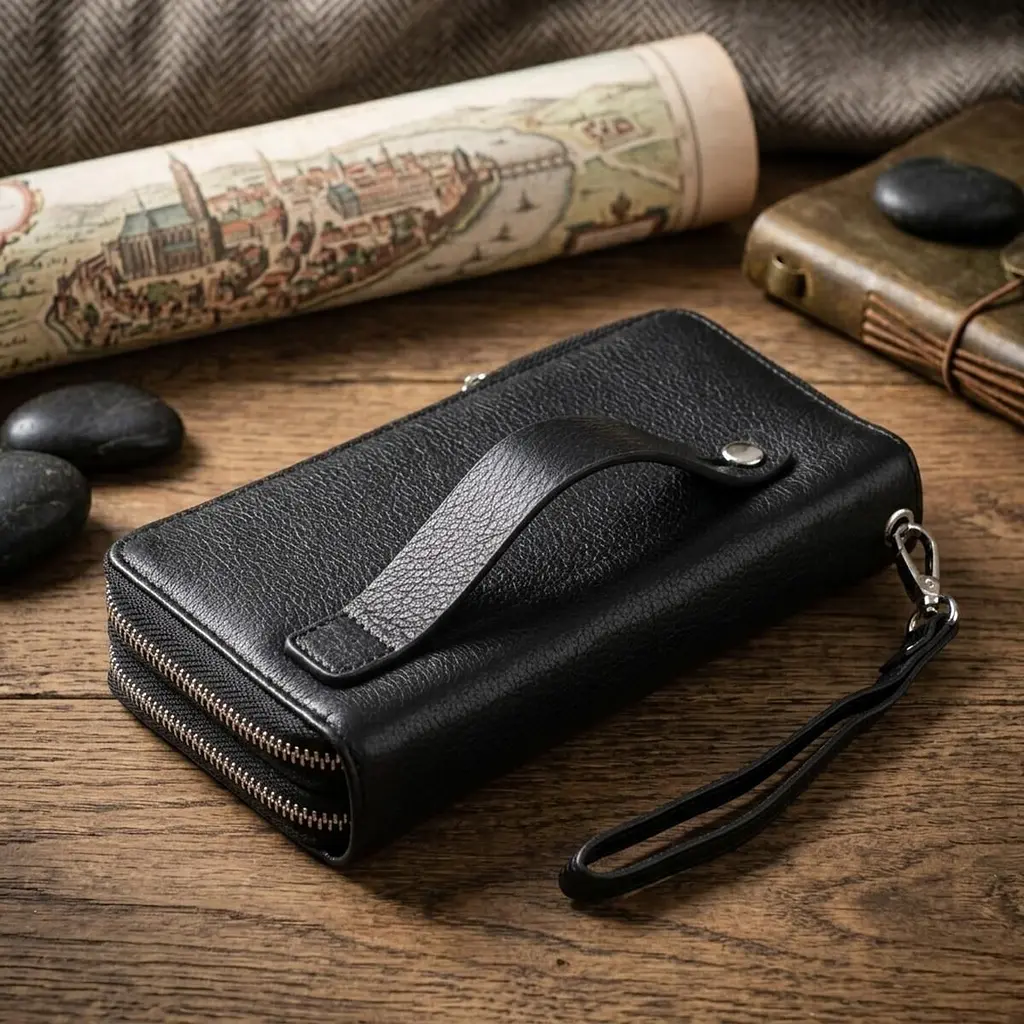 Чоловічий клатч на два відділення з натуральної шкіри ST Leather 22531 чорний - фото 4