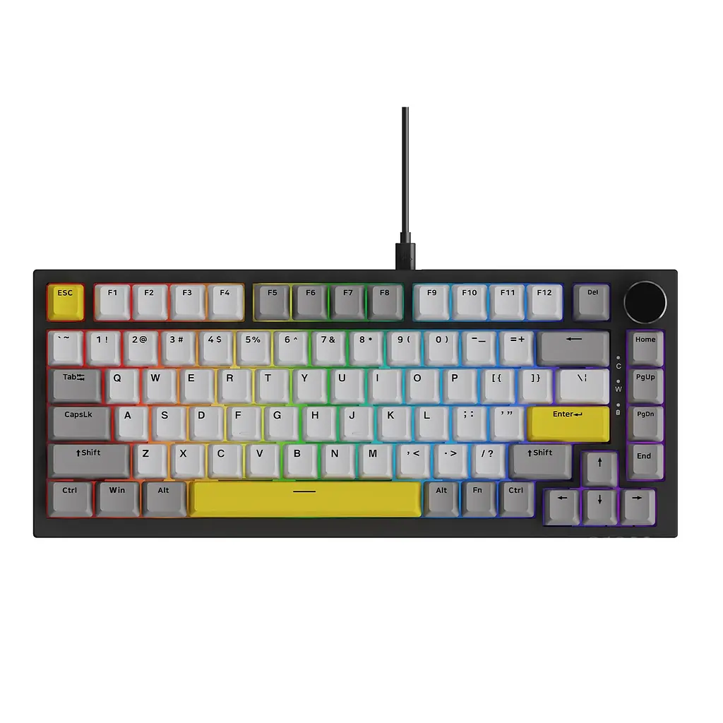 Игровая механическая клавиатура Ajazz Ak820 / Проводное подключение / Moon Yellow Switch / Grey - фото 2