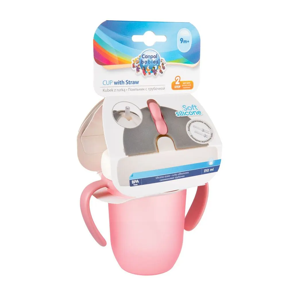Кружка з силіконовою трубочкою Canpol babies Matte Pastels 210 мл рожевий - фото 11
