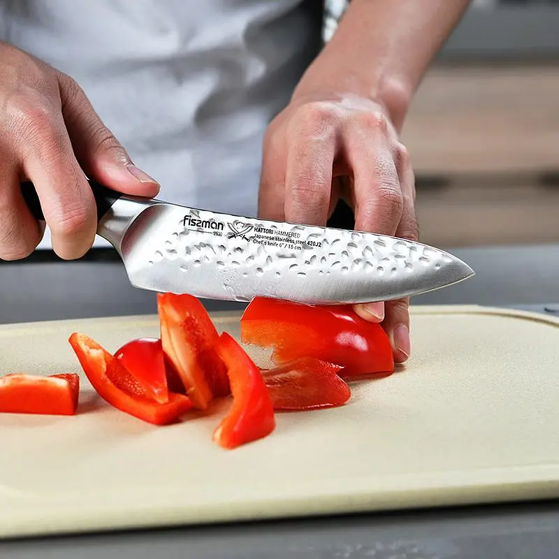 Ніж кухарський Hattori hammered з нержавіючої сталі Fissman 15х12,5 см kuh0007502 - фото 5