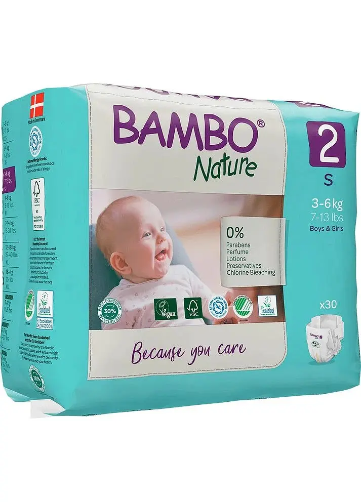 ЕКО підгузки Bambo Nature Mini 2 (3-6 кг), 30 шт. Bambo Nature (19252) - фото 2