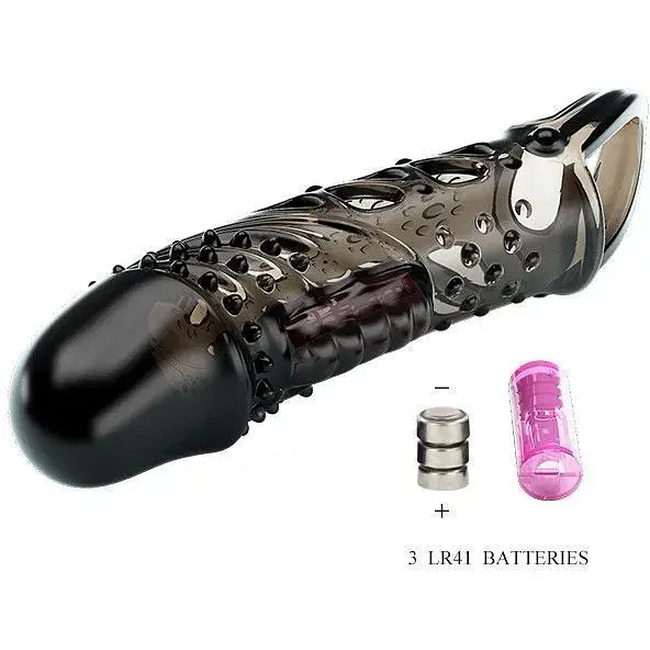 Насадка на пеніс Pretty Love Cecelia Vibro Penis Sleeve Black, 18.5 см (чорний) - фото 4