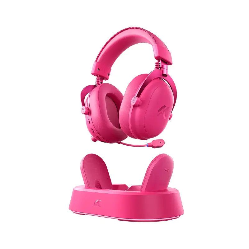 Ігрові бездротові навушники Mchose V9 Turbo+ / Три режими підключення / Pink - фото 2