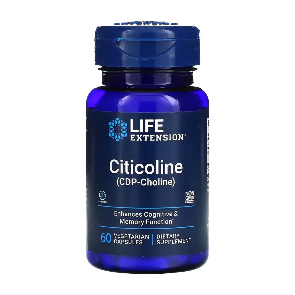 Цитиколін (ЦДФ-холін) Life Extension 60 вегетаріанських капсул