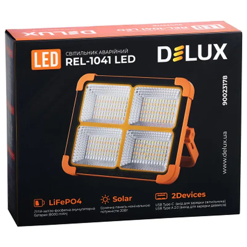 Прожектор Delux REL-1041 ( 3.7V 8000mAh) 288 LED 20Вт IP65 (90023178) - фото 5