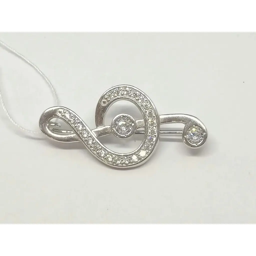 Срібна брошка Ірій з фіанітами. 9515 - фото 2